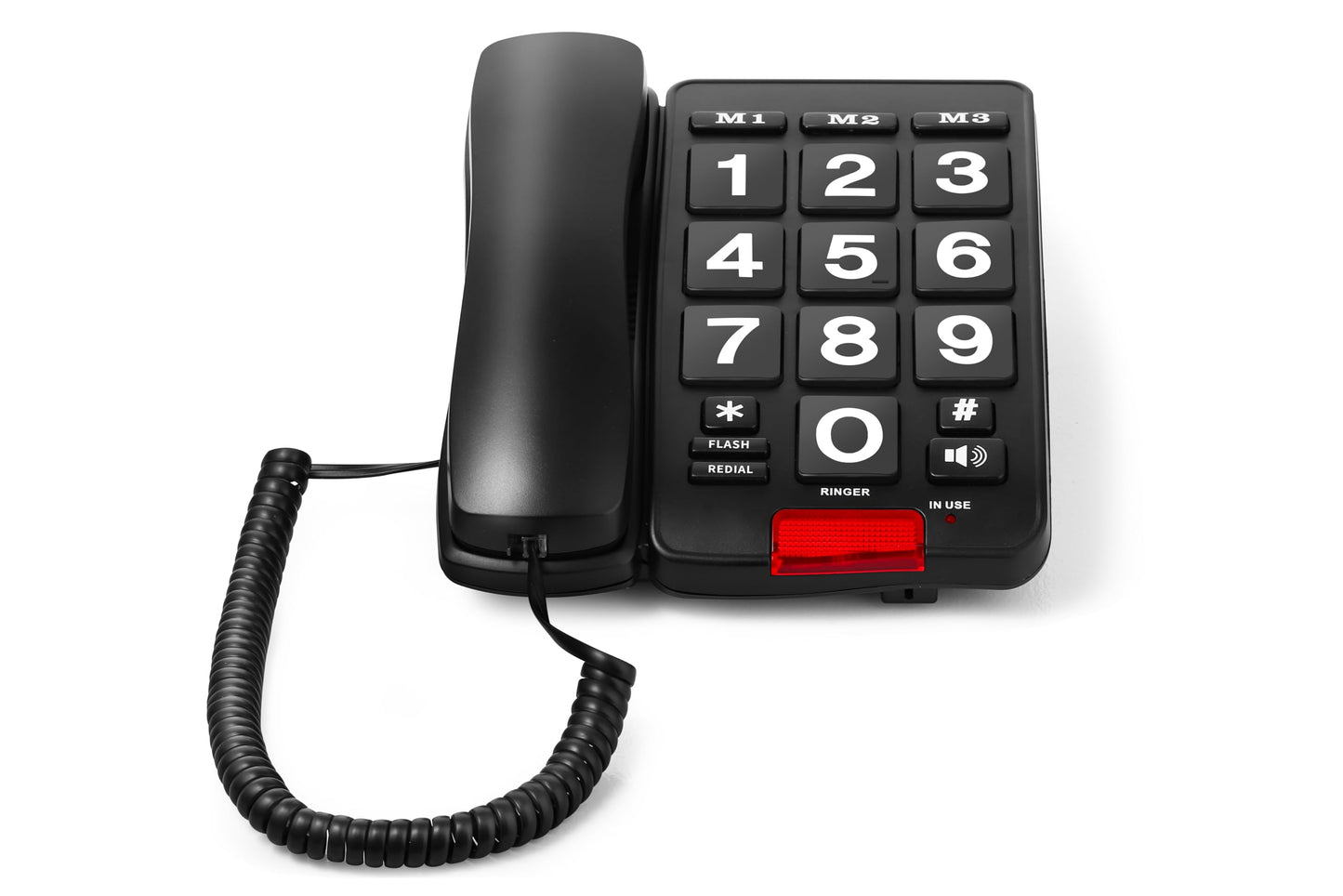 Big Button landline Phone for Seniors or Visually impaired with high Contrast Colors and Loud Volume (Black)