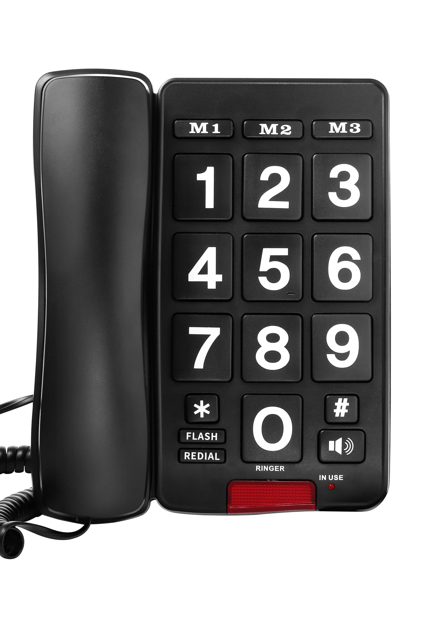 Big Button landline Phone for Seniors or Visually impaired with high Contrast Colors and Loud Volume (Black)