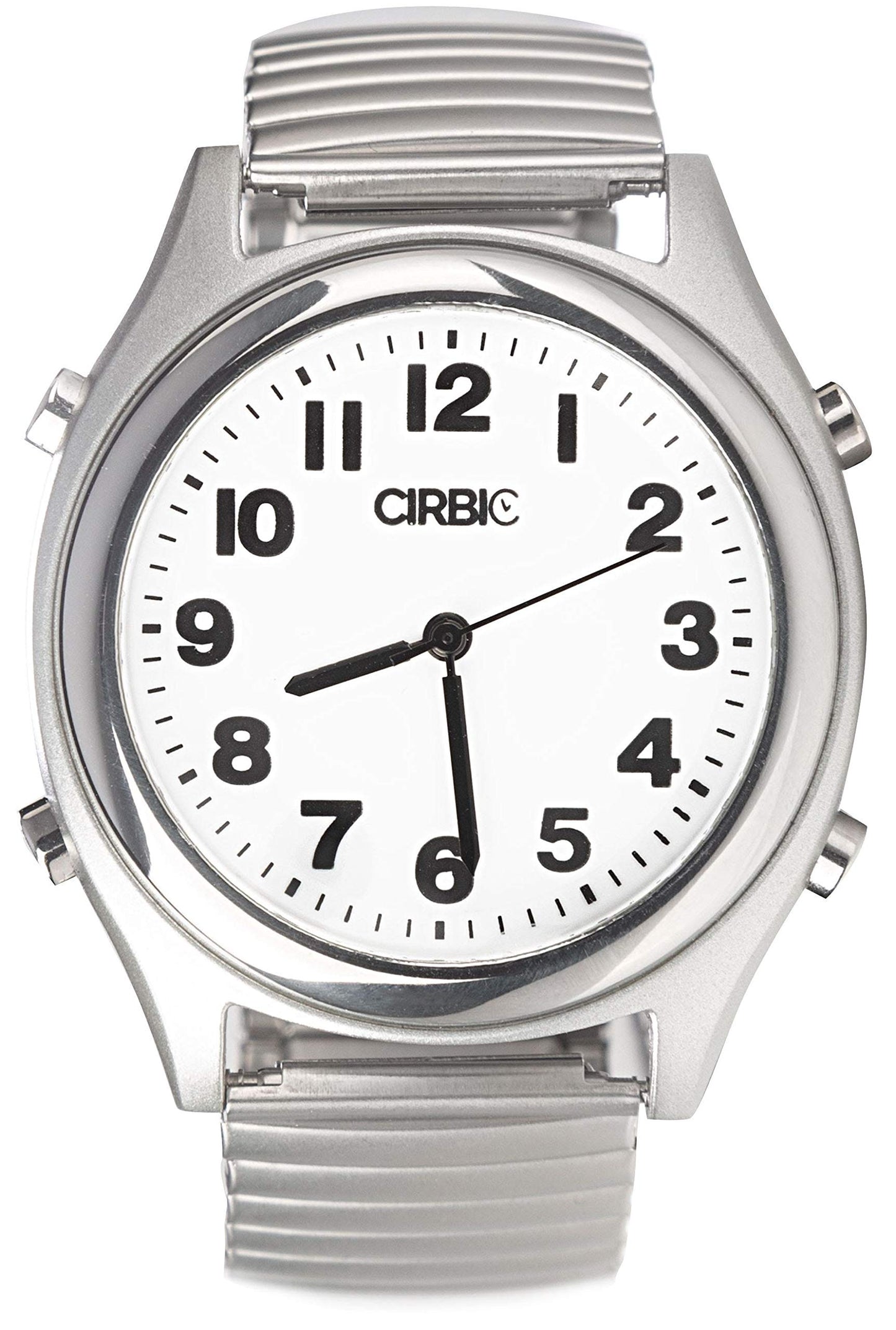 Cirbic English Talking Watch with Large Numbers and Expandable Strap, self-Setting for Visually impaired, Blind or Elder People (American Accent)