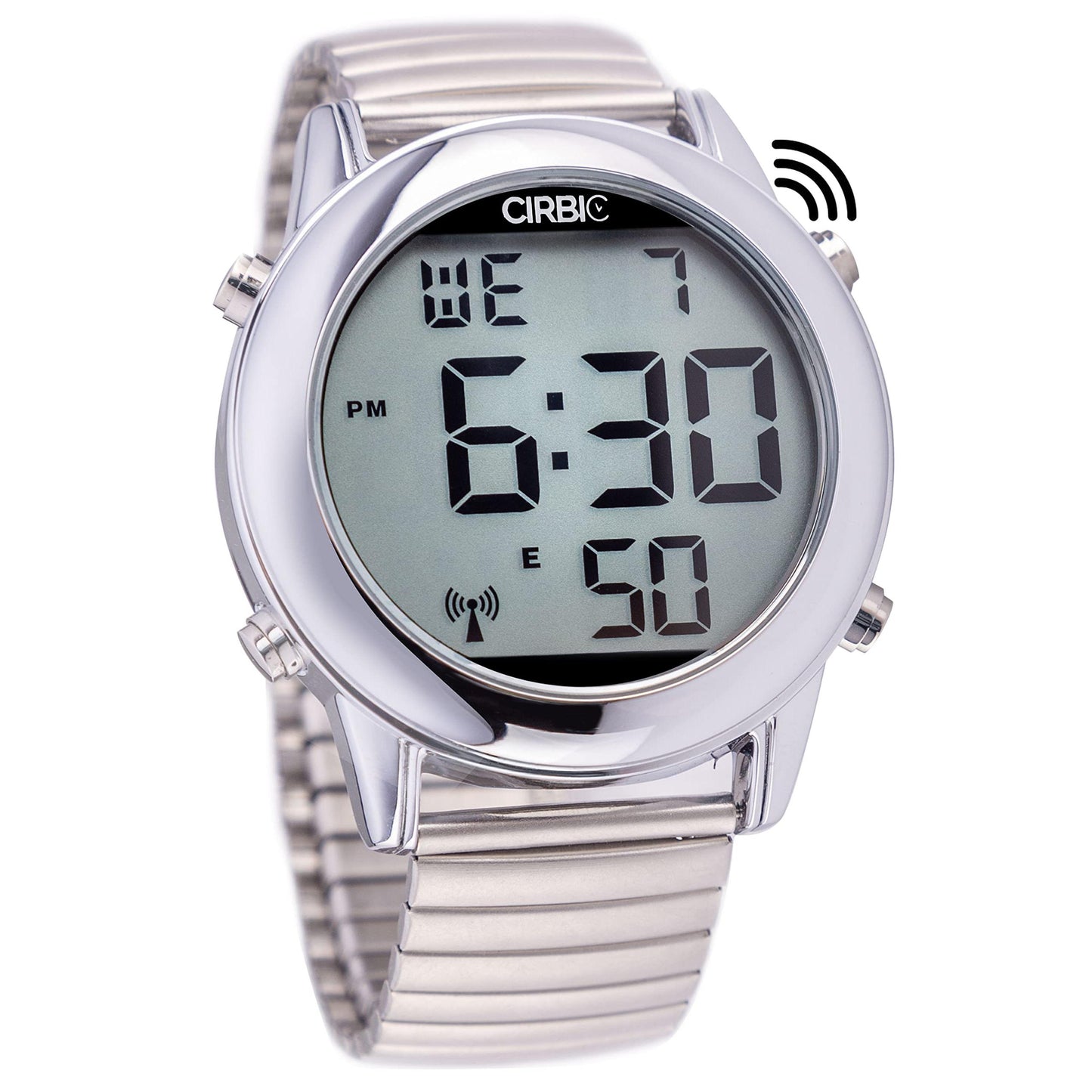 Cirbic Large, Clear English Voice Digital Talking Watch for The Blind, Visually impaired or Elderly. (Silver)