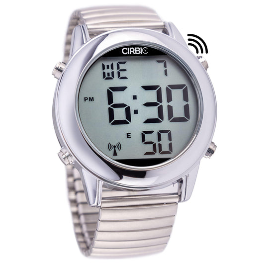 Cirbic Large, Clear English Voice Digital Talking Watch for The Blind, Visually impaired or Elderly. (Silver)