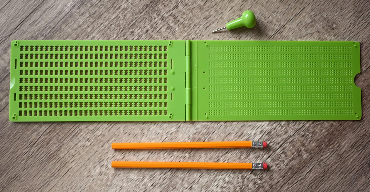 Braille Slate with Metal tip Stylus – 9 Lines x 30 Cells (9 Lines by 30 Cells)